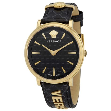 Versace V Circle Quartz Black Dial Ladies Watch VE8101019